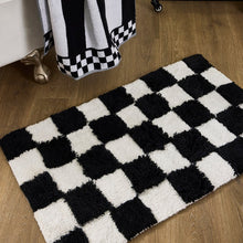 Load image into Gallery viewer, Checkerboard Black Bath Rug
