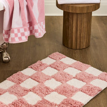 Load image into Gallery viewer, Checkerboard Pink Bath Rug