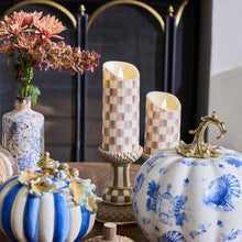 Load image into Gallery viewer, Mocha Check Flameless 7" Pillar Candle