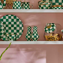 Load image into Gallery viewer, Emerald Check Large Salt & Pepper Shakers