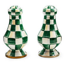 Load image into Gallery viewer, Emerald Check Large Salt & Pepper Shakers