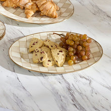 Load image into Gallery viewer, Mocha Check Small Oval Platter