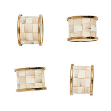 Load image into Gallery viewer, Mocha Check Napkin Rings, Set of 4
