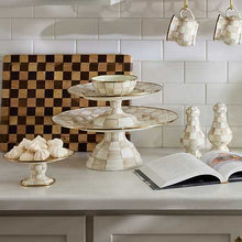 Load image into Gallery viewer, Mocha Check Large Pedestal Platter