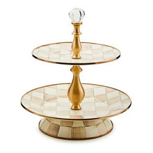 Load image into Gallery viewer, Mocha Check Two Tier Sweet Stand