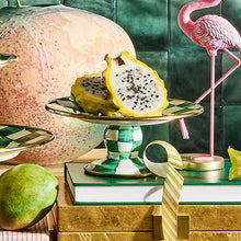 Load image into Gallery viewer, Emerald Check Mini Pedestal Platter