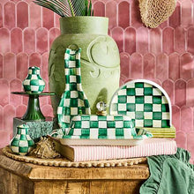 Load image into Gallery viewer, Emerald Check Enamel Napkin Holder