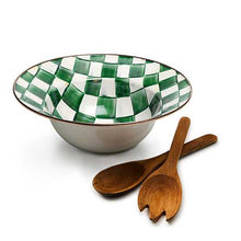 Load image into Gallery viewer, Emerald Check Salad Serving Set