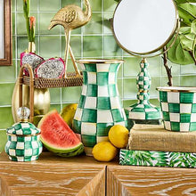 Load image into Gallery viewer, Emerald Check Tall Vase