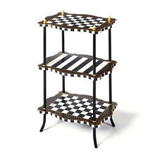 Load image into Gallery viewer, Black & White Check And Stripe 3 Tier Table