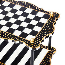Load image into Gallery viewer, Black & White Check And Stripe 3 Tier Table