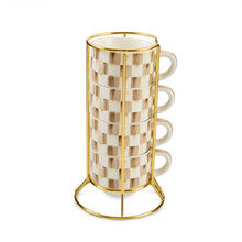 Load image into Gallery viewer, Mocha Check Cappuccino Cup Tower