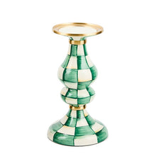 Load image into Gallery viewer, Emerald Check Medium Pillar Candlestick