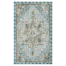 Load image into Gallery viewer, Heriz Checked Aqua 3' x 5' Washable Rug