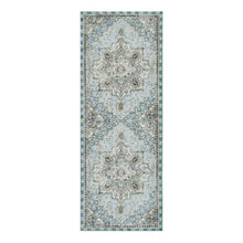 Load image into Gallery viewer, Heriz Checked Aqua 2'6" x 8' Washable Runner
