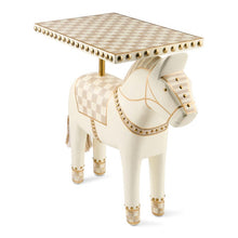 Load image into Gallery viewer, Mocha Check Carved Horse Table