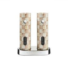 Load image into Gallery viewer, Mocha Check Electric Salt & Pepper Grinder Set
