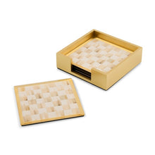 Load image into Gallery viewer, Mocha Check Glass Coasters, Set of 4