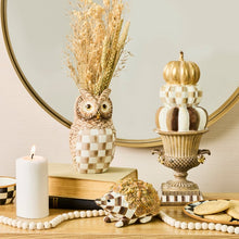Load image into Gallery viewer, Mocha Check Ceramic Owl Vase