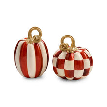 Load image into Gallery viewer, Paprika Check and Stripe Petite Pumpkins, Set of 2