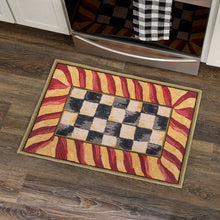 Load image into Gallery viewer, Courtly Check Red & Gold 2' x 3' Washable Rug
