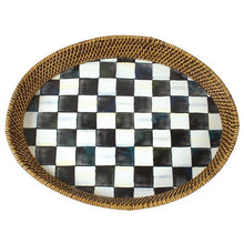 Load image into Gallery viewer, Courtly Check Rattan & Enamel Tray - Large