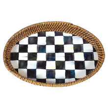 Load image into Gallery viewer, Courtly Check Rattan & Enamel Tray - Small