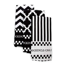 Load image into Gallery viewer, Black & White Zig Zag Dish Towels - Set of 3