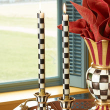 Load image into Gallery viewer, Check Black &amp; Ivory Dinner Candles, Set of 2
