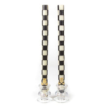 Load image into Gallery viewer, Check Black &amp; Ivory Dinner Candles, Set of 2
