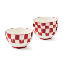 Load image into Gallery viewer, Cherry Check Breakfast Bowls, Set of 4
