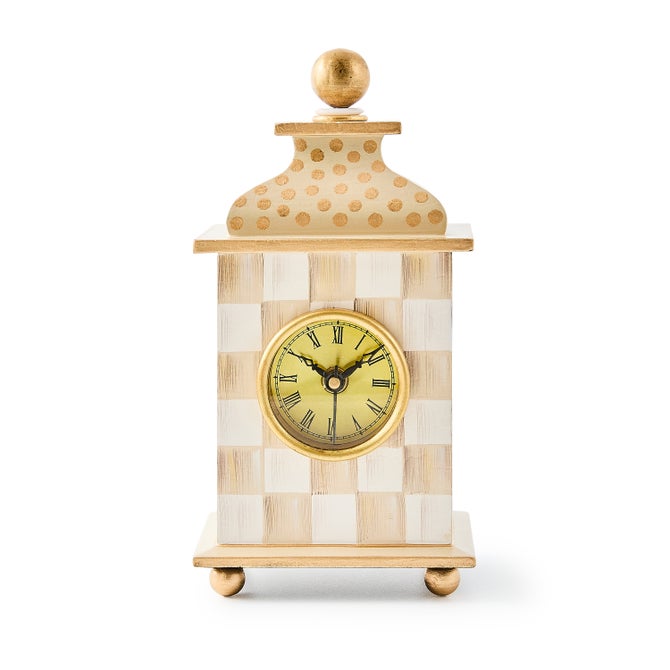 Mocha Check Desk Clock
