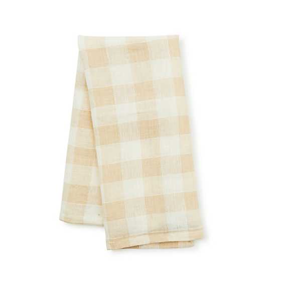 Tan Check Linen Dish Towel