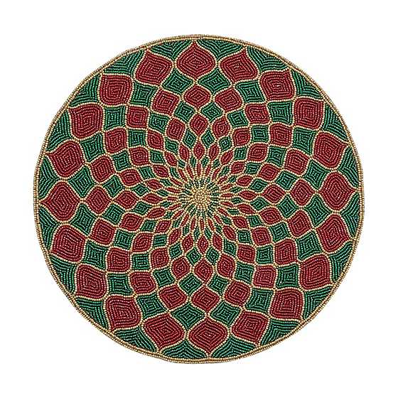 Kaleidoscope Beaded Placemat - Red and Green