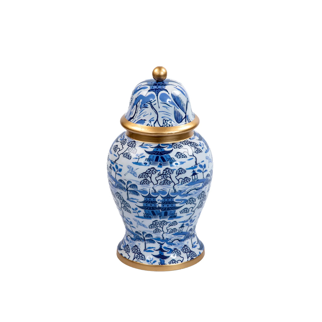 Kyoto Pagoda Enameled Ginger Jar - Large