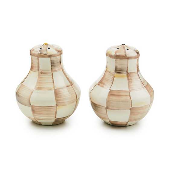 Mocha Check Salt & Pepper Shakers