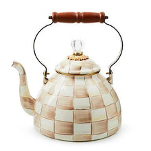 Load image into Gallery viewer, Mocha Check 3 Quart Tea Kettle
