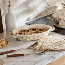 Load image into Gallery viewer, Mocha Check Medium Oval Gratin Dish
