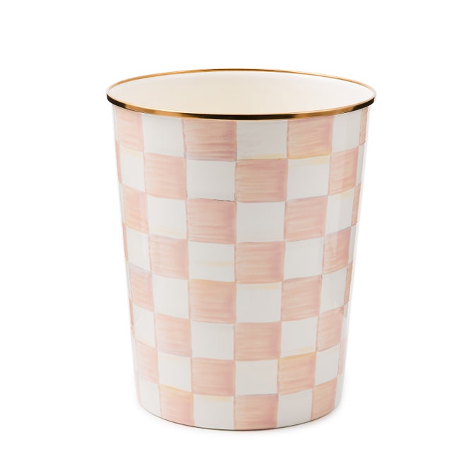 Rosy Check Enamel Waste Bin