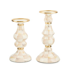 Load image into Gallery viewer, Mocha Check Medium Pillar Candlestick
