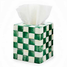 Load image into Gallery viewer, Emerald Check Boutique Tissue Box Cover

