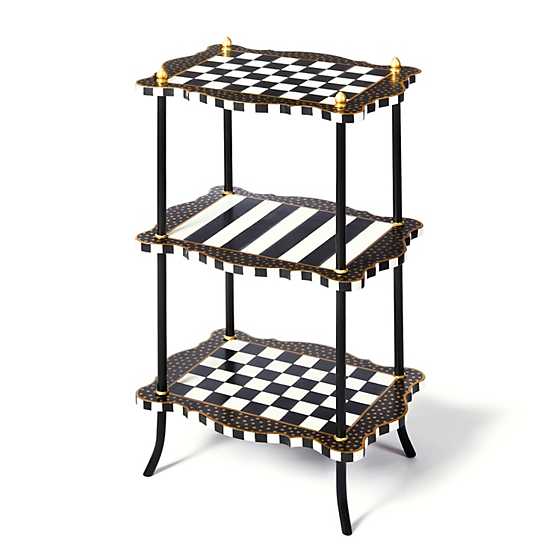 Black & White Check And Stripe 3 Tier Table