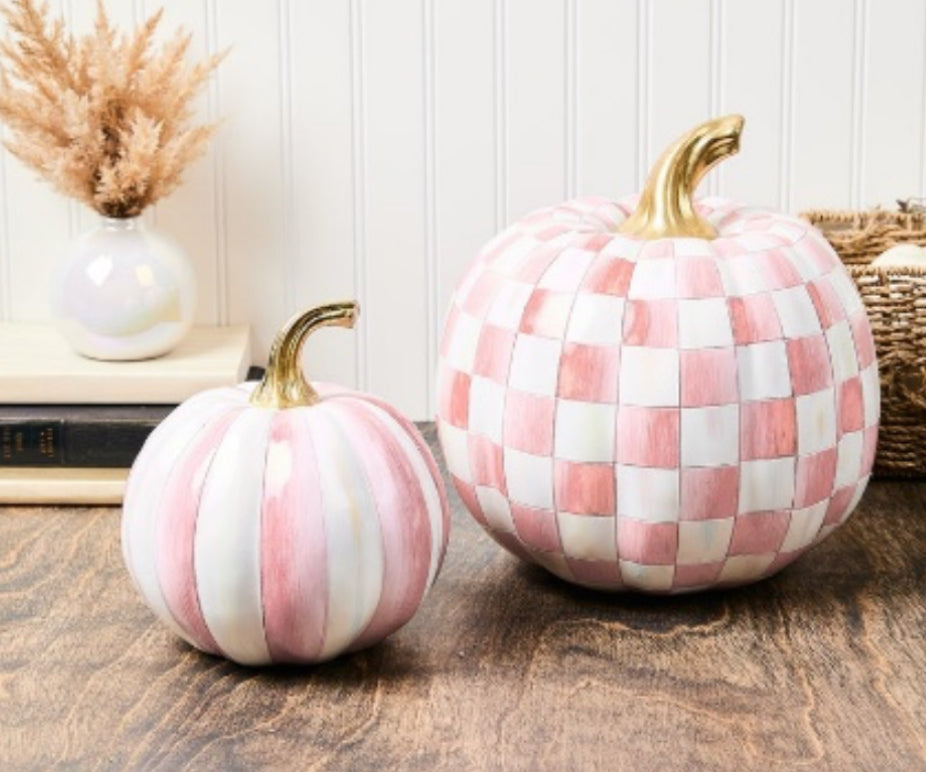 Rosy Pumpkins Set of 2- Small Stripe and Medium Check