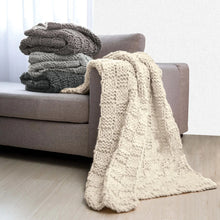 Load image into Gallery viewer, CHESS KNIT THROW- SLATE 50” x 60”
