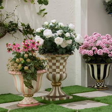 Load image into Gallery viewer, Mocha Check Pedestal Urn
