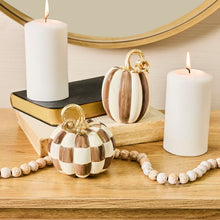 Load image into Gallery viewer, Chocolate Check and Stripe Petite Pumpkins, Set of 2
