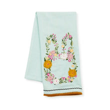 Load image into Gallery viewer, Floral Bunny Embroidered Dish Towel
