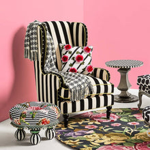 Load image into Gallery viewer, Marquee Black Stripe Chenille Wing Chair
