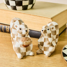 Load image into Gallery viewer, Mocha Check Squirrel Salt &amp; Pepper Set
