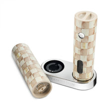 Load image into Gallery viewer, Mocha Check Electric Salt &amp; Pepper Grinder Set
